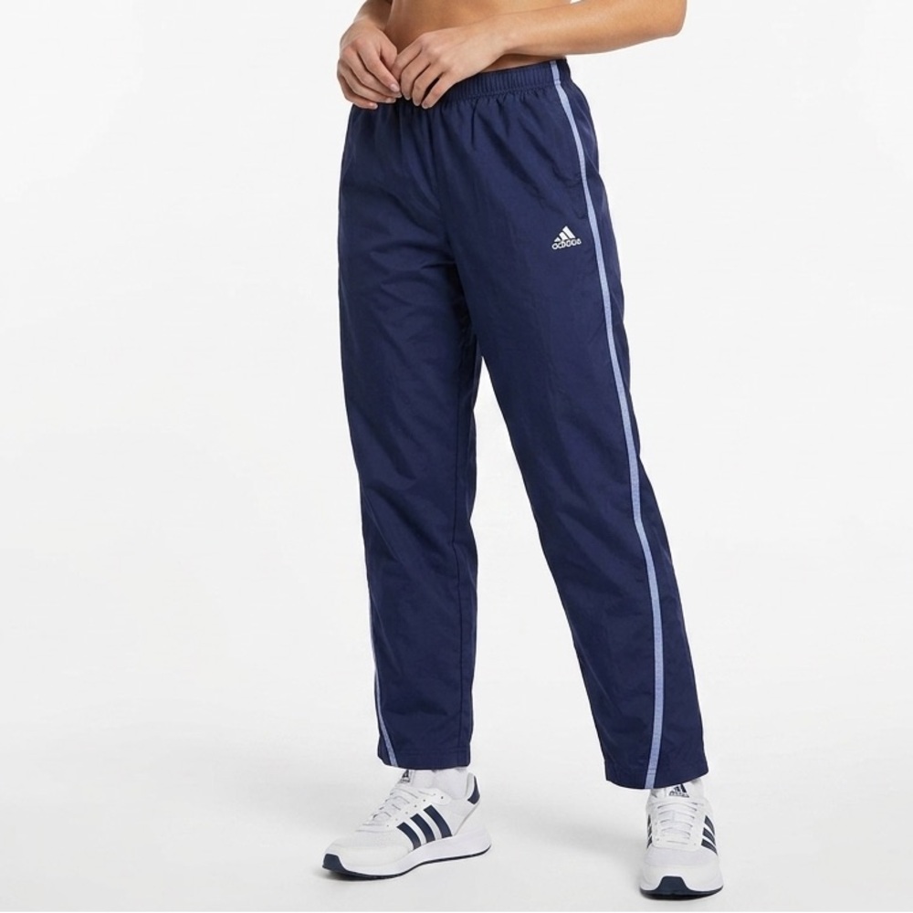 adidas Navy Blue Track Pants with Light Blue Side Stripes